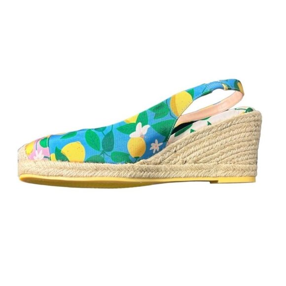 Cole Haan Womens Blue Vibrant Floral Slingback Espadrille Wedge Sandals Sz 9 New - Picture 6 of 11